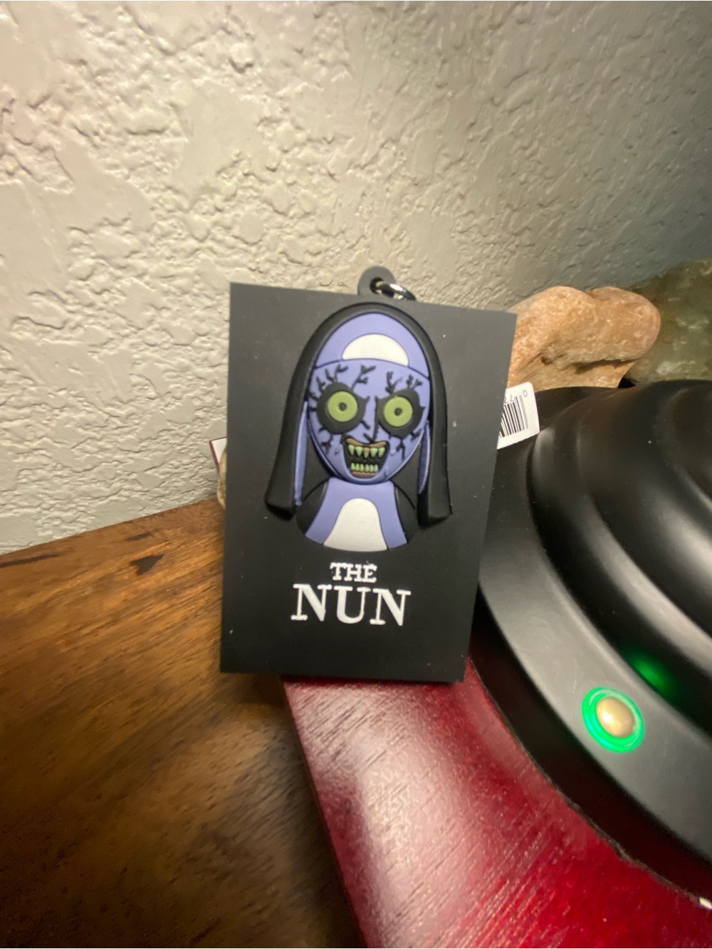 The Nun Enamel Keychain - Purple & Black Horror Charm